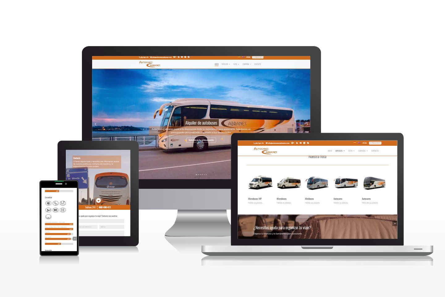 Diseño de página web multilingüe para empresa de autocares