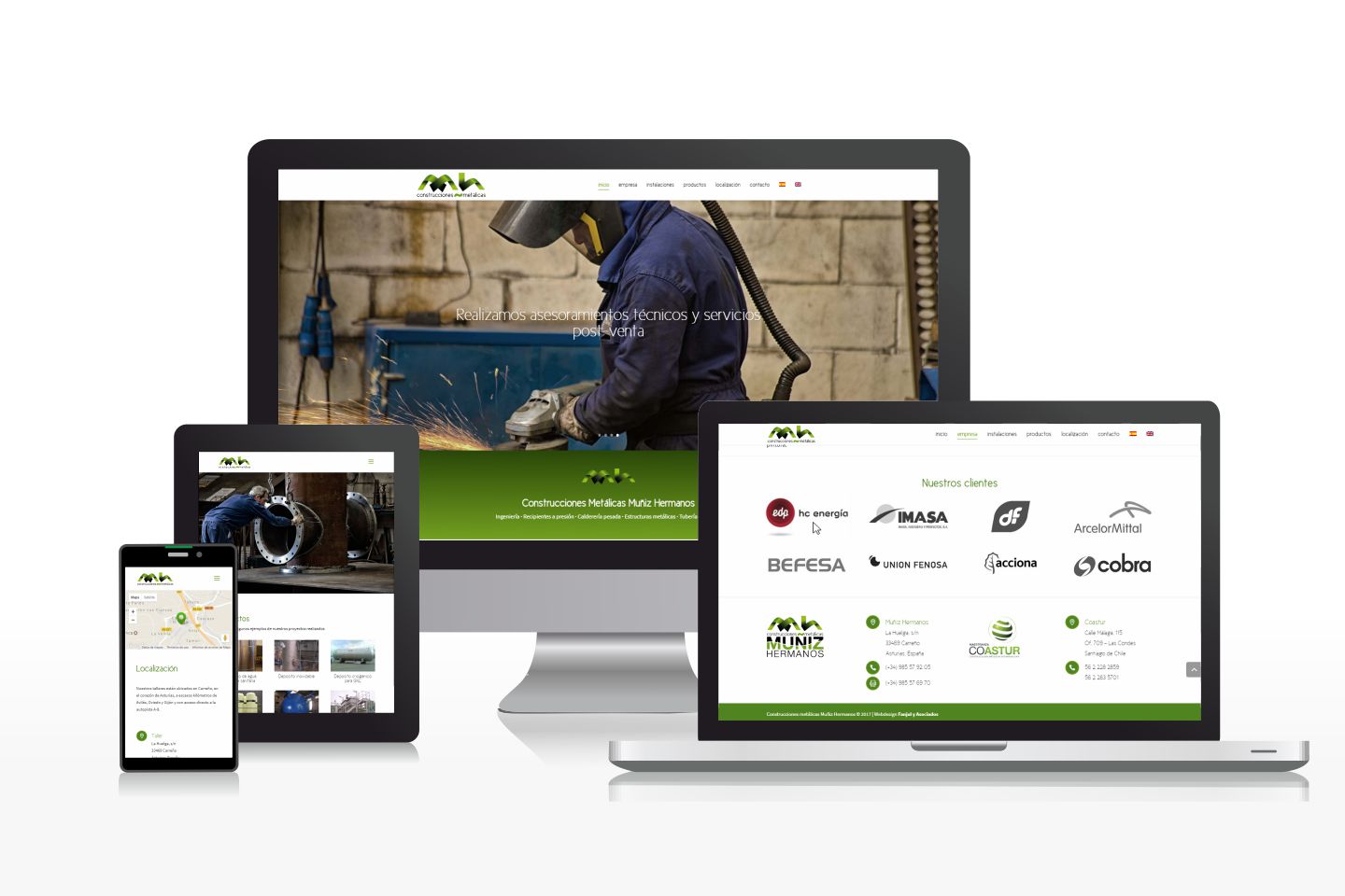 Diseño de página web multilingüe para empresa de construcciones metálicas