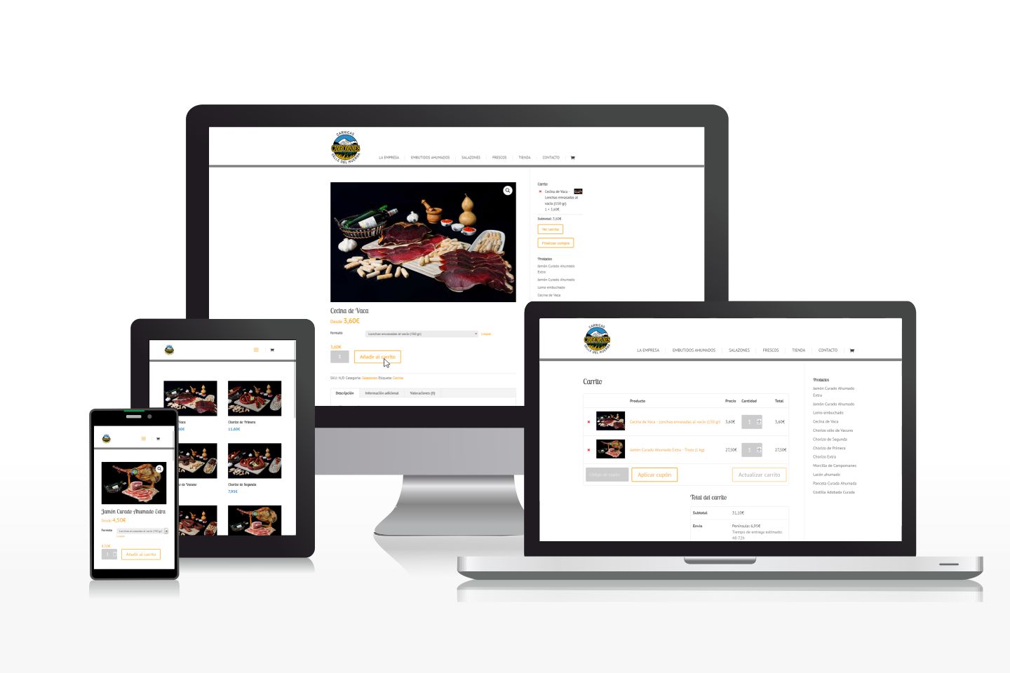 Diseño de tienda online básica para empresa de productos cárnicos