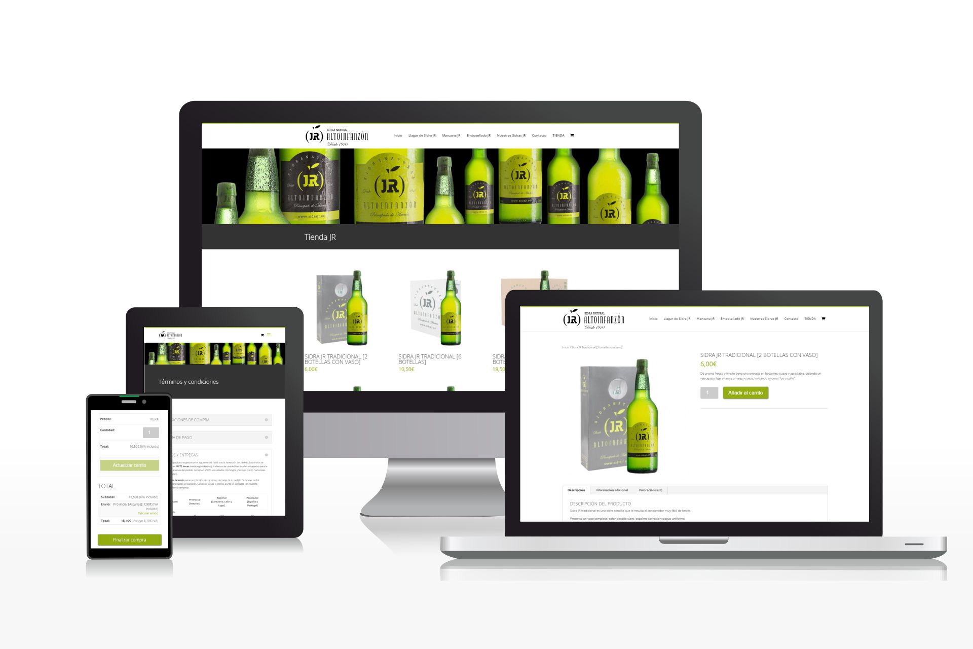Diseño de tienda online para llagar de sidra