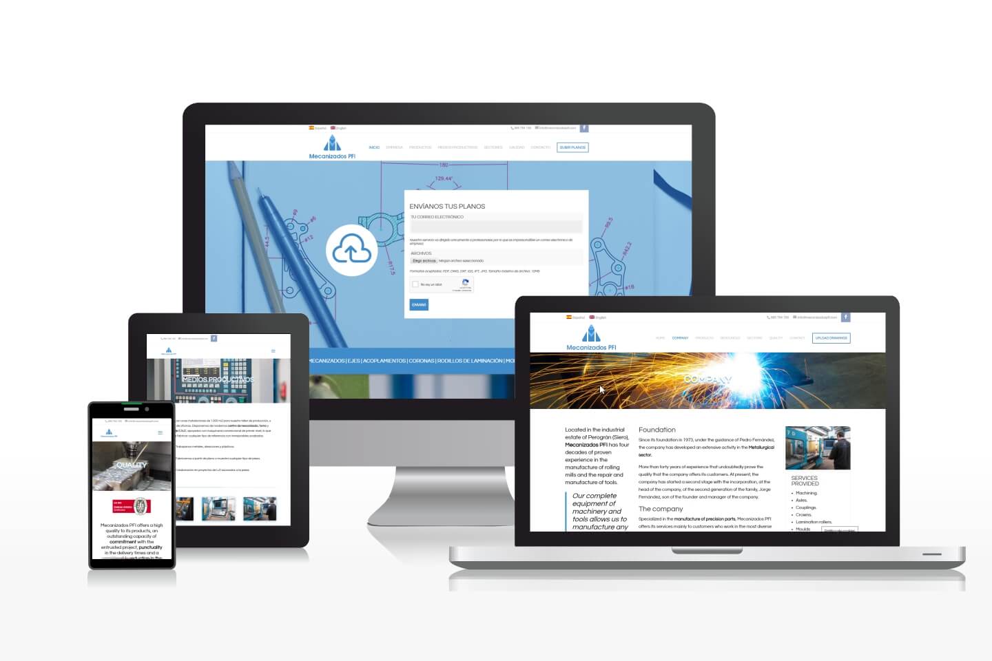 Diseño de página web multilingüe para empresa de mecanizados