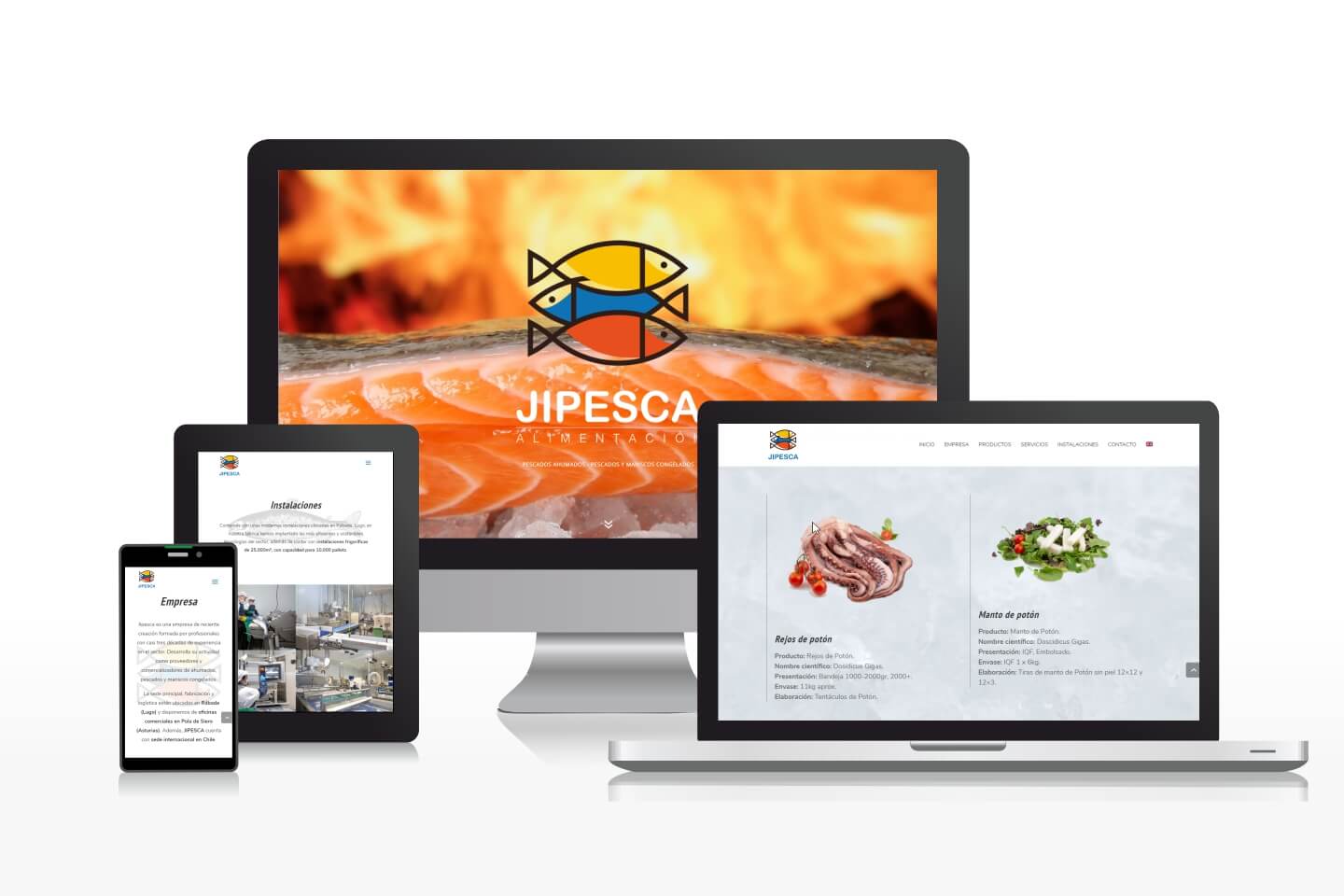 Diseño de página web all-in-one multilingüe para empresa de productos congelados