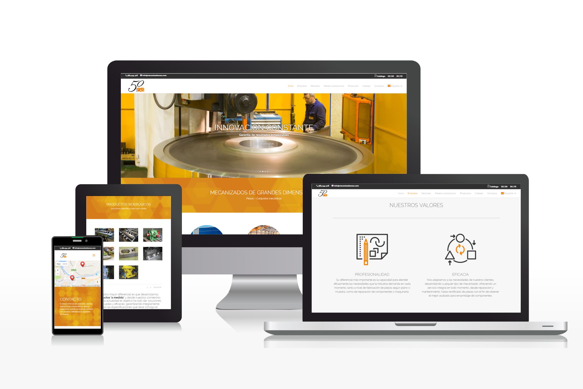 Diseño de página web multilingüe para empresa especializada en mecanizados