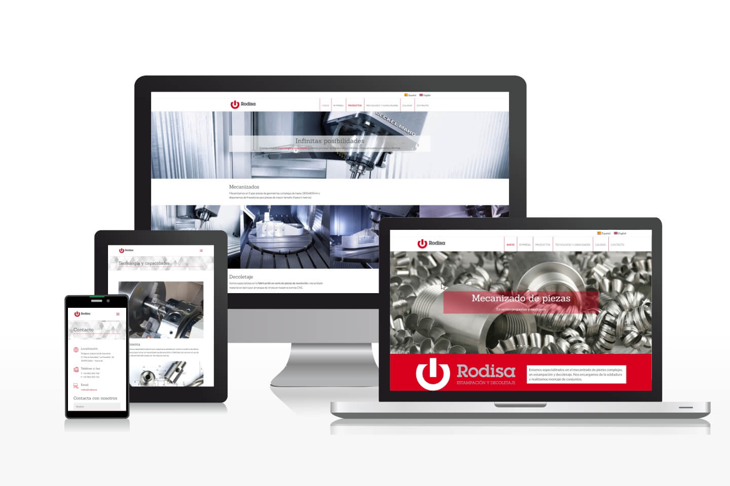 Diseño de página web multilingüe para empresa de mecanizados