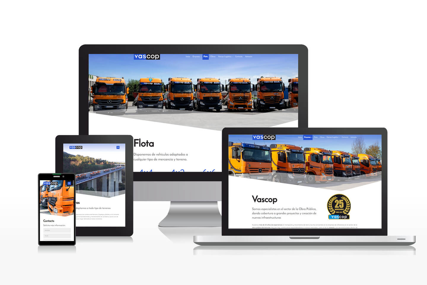 Diseño de página web para empresa dedicada a la obra pública y al movimiento de tierras